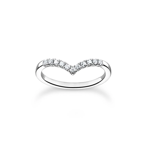 Ring V-Form Mit Weißen Steinen Silber von Thomas Sabo, Schneller Versand - Nordicspectra.de