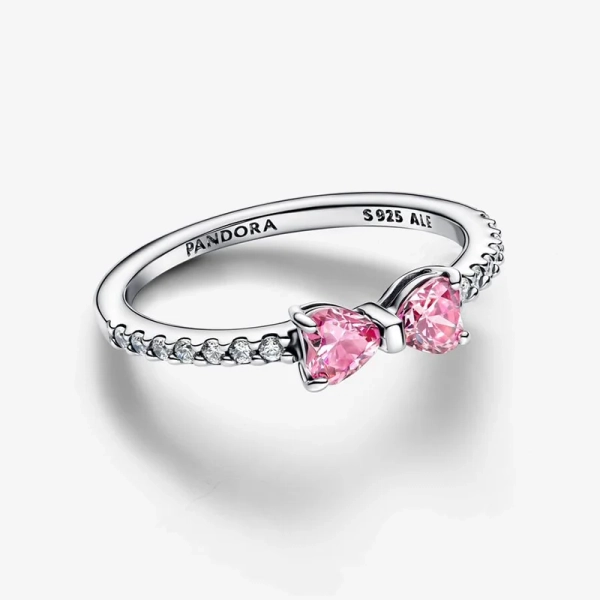 Glittrande Ring med Rosa Rosett - PANDORA - 1-2 dagar leverans - Gratis paketinslagning