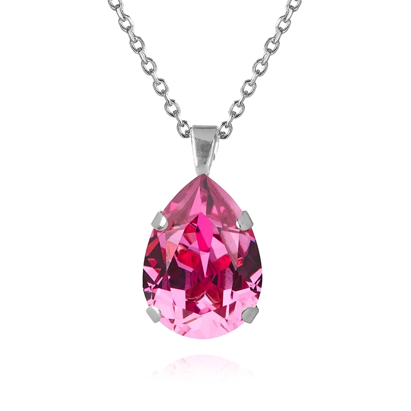 Caroline Svedbom - Mini Drop Necklace Rhodium Dark Rose