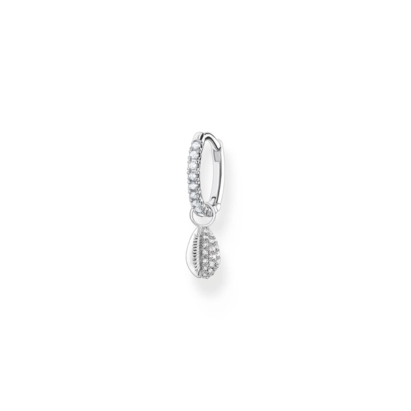 Einzel Creole Mit Weißen Steinen und Muschel Silber von Thomas Sabo, Schneller Versand - Nordicspectra.de