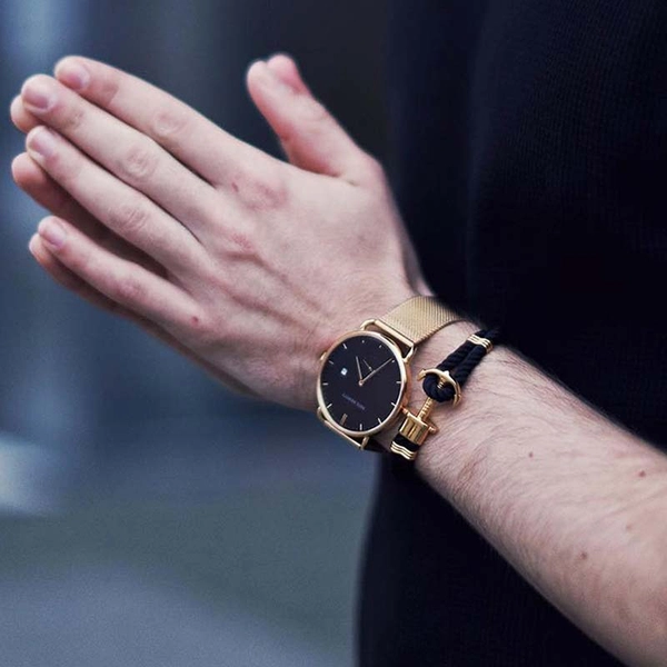 Ankerarmband Phrep Nylon Gold/Schwarz von Paul Hewitt, Schneller Versand - Nordicspectra.de