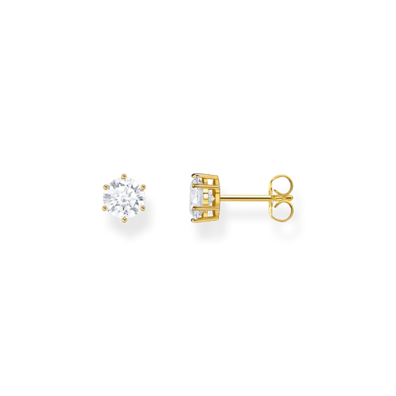 Ohrstecker mit weißem Stein im Brillantschliff vergoldet - Thomas Sabo - Nordic Spectra