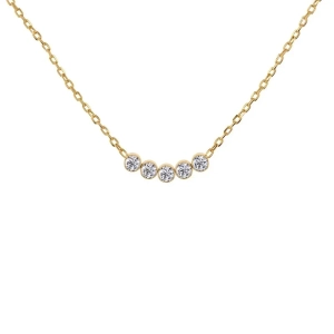 Halsband i 14K guldplätering med fem cubic zirconia-stenar på en justerbar ankarkedja
