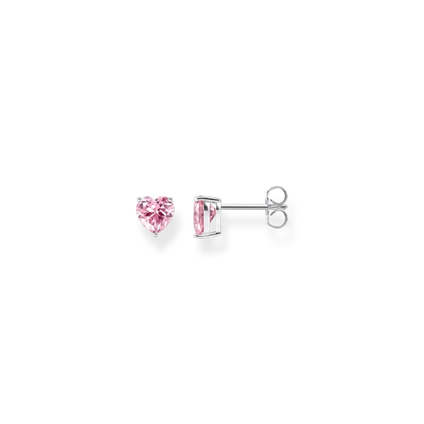 Ohrstecker mit pinkfarbenem Stein in Herzform Silber - Thomas Sabo - Nordic Spectra