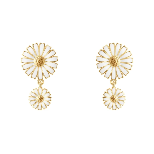 Daisy White Double Earrings Gold - Georg Jensen - Designschmuck mit schnellen und sicheren Lieferungen