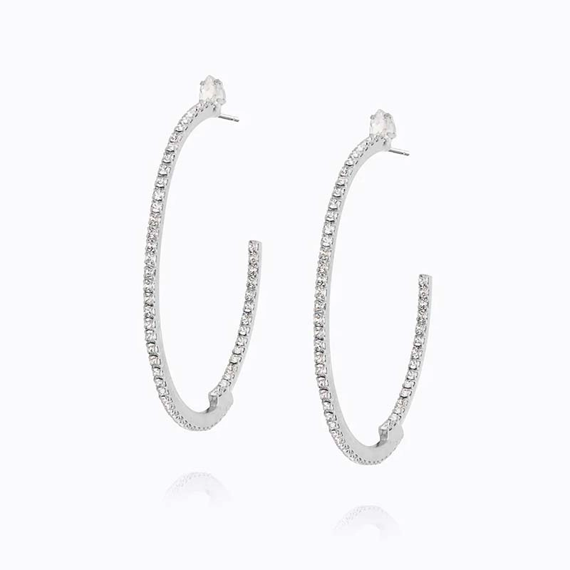 Caroline Svedbom - Crystal Loop Earrings Rhodium Crystal