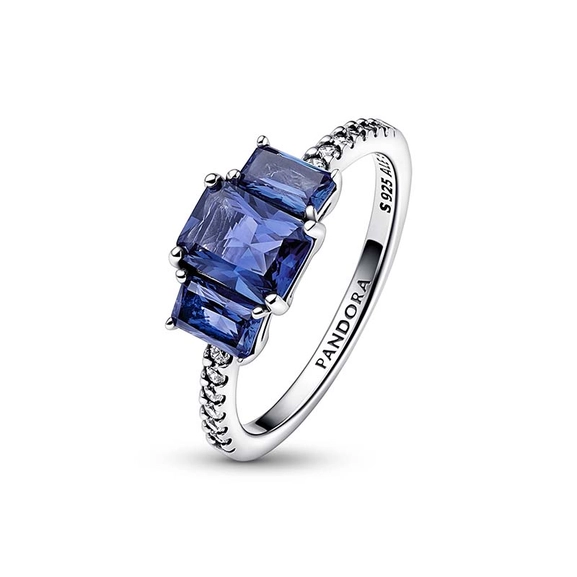 Blue Rectangular Three Stone Sparkling Ring - PANDORA - Snabb frakt & paketinslagning - Nordicspectra.se