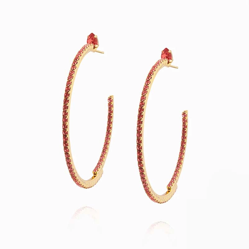 Caroline Svedbom - Crystal Loop Earrings Gold Padparadasha