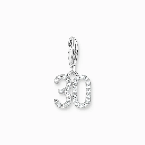 Charm-Anhänger Zahl 30 mit weißen Steinen Silber - Thomas Sabo - Nordic Spectra