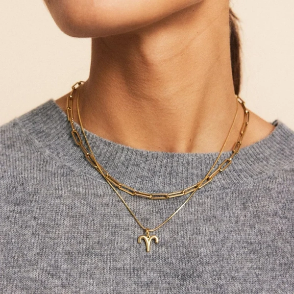 Zodiac Sign Aries Gold - Edblad - Snabb leverans - Gratis paketinslagning