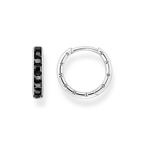 Hoop earrings with black stones pavé silver - Thomas Sabo - Suuri valikoima & ilmainen lahjapaketointi - Nordicspectra.fi