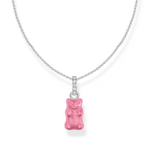 Kette mit pinkem Goldbären-Anhänger und Steinen Silber - Thomas Sabo - Nordic Spectra