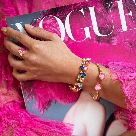 Mini Drop Bracelet Rhodium Lotus Pink Delite - Caroline Svedbom - Snabb frakt & paketinslagning - Nordicspectra.se