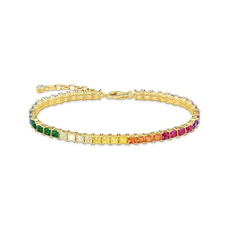 Thomas Sabo – Tennisarmband Färgade Stenar Litet Guld