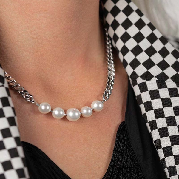 Pearl Chain Short Necklace Silver - Sophie By Sophie - Snabb frakt & paketinslagning - Nordicspectra.se