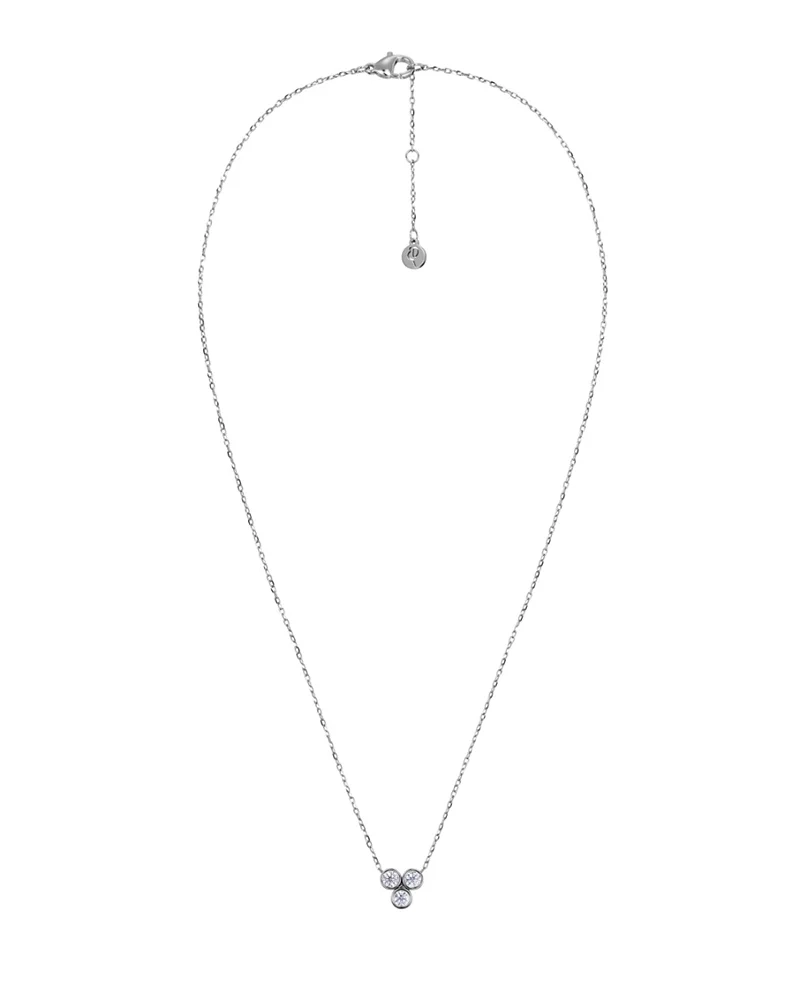 Halsband i polerat rostfritt stål med tre gnistrande cubic zirconia-stenar