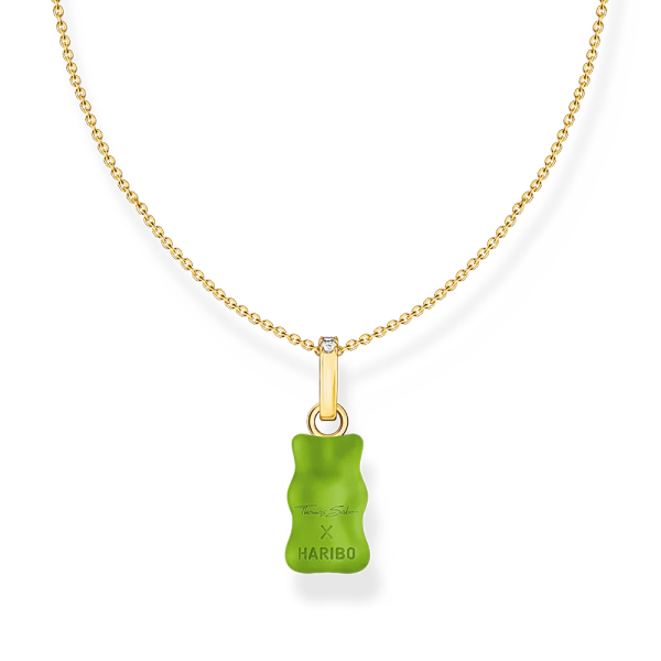 HARIBO Halsband med Grön Gummibjörn Guld - Thomas Sabo - Snabb leverans & paketinslagning - Nordic Spectra