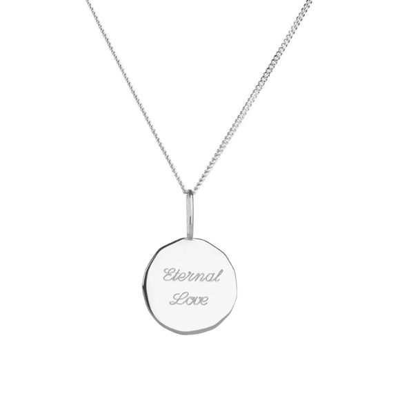 Eternal Love Coin Silberne Halskette mit rundem Anhänger