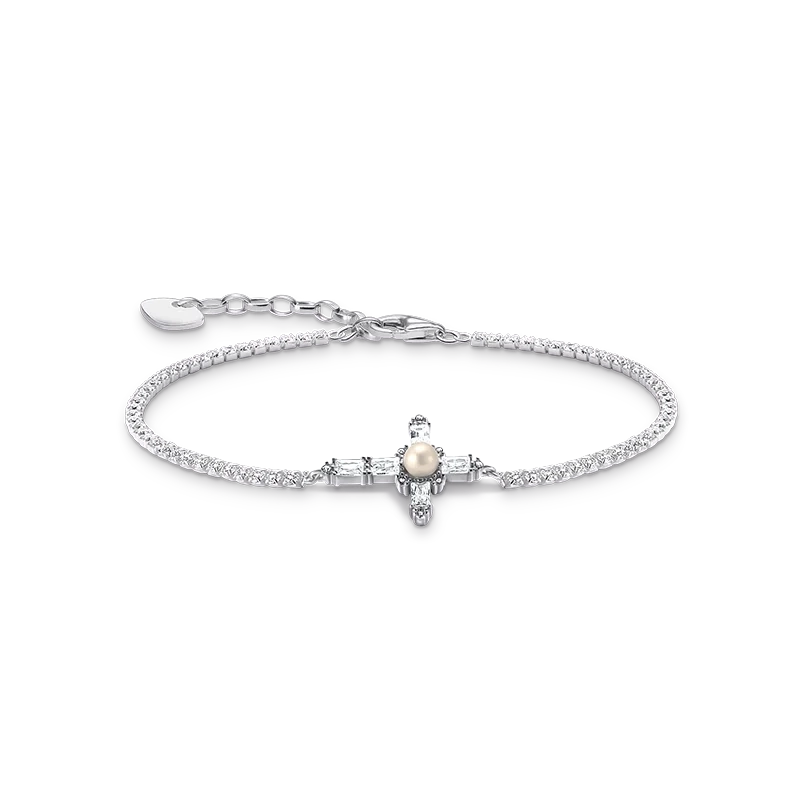 Thomas Sabo – Armband med Glittrande Kors & Pärla