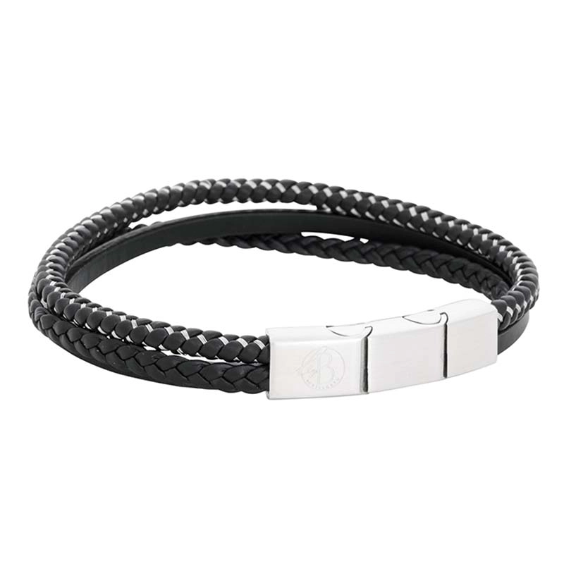 By Billgren - Läderarmband Dubbel Stål/Svart