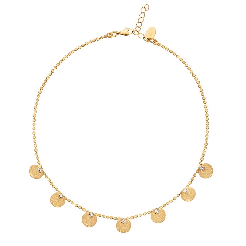 Caroline Svedbom - Multi Coin Necklace Gold Crystal