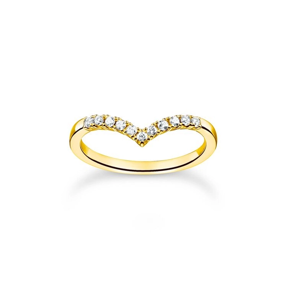 Ring V-Form Mit Weißen Steinen Gold von Thomas Sabo, Schneller Versand - Nordicspectra.de