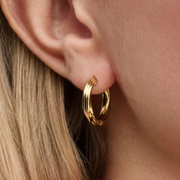 Eleganta vridna hoops i 14 karat guldpläterad design från Pandora Essence. Skapa en sofistikerad och elegant framtoning med dessa smycken som lyfter din stil till nya höjder.