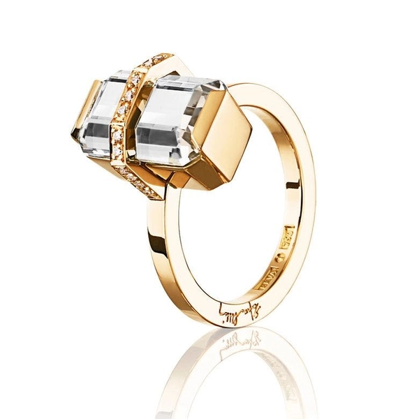 Little Bend Over Crystal Quartz Gold - Efva Attling ringar - Snabb frakt & paketinslagning - Nordicspectra.se