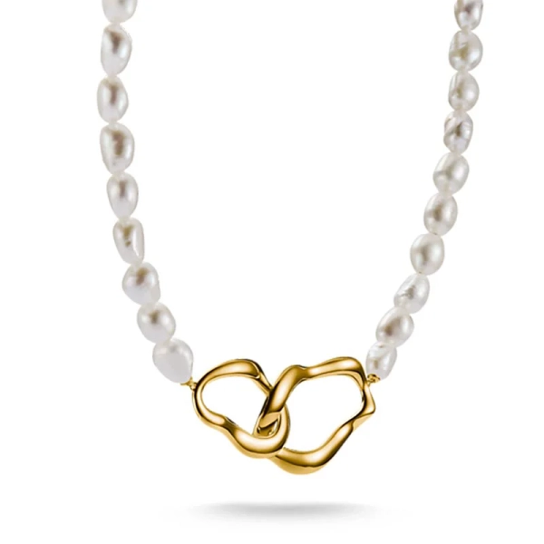 Natural Beauty Pärlhalsband med Dekoration Guld