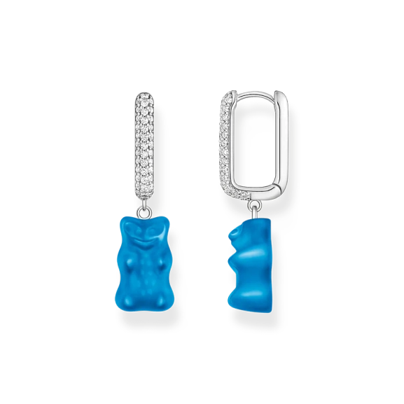 Einzel-Creole mit blauem Goldbären-Anhänger in Midiversion und Steinen Silber - Thomas Sabo - Nordic Spectra