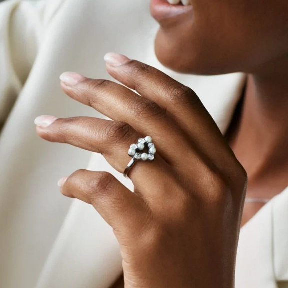 Affinity Pearl Heart Ring Steel - Edblad - Snabb leverans - Gratis paketinslagning