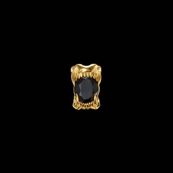 Tiny Jaw Stone Ohrstecker Schwarzer Spinell Gold