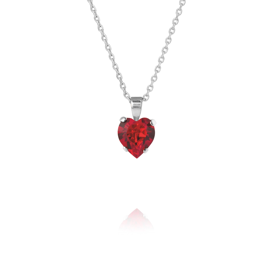 Caroline Svedbom - Heart Necklace Rhodium Light Siam 227