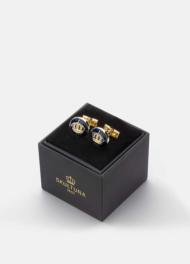 Manschettknappar The Crown Guld Royal Blue - Skultuna - Snabb frakt & paketinslagning - Nordicspectra.se