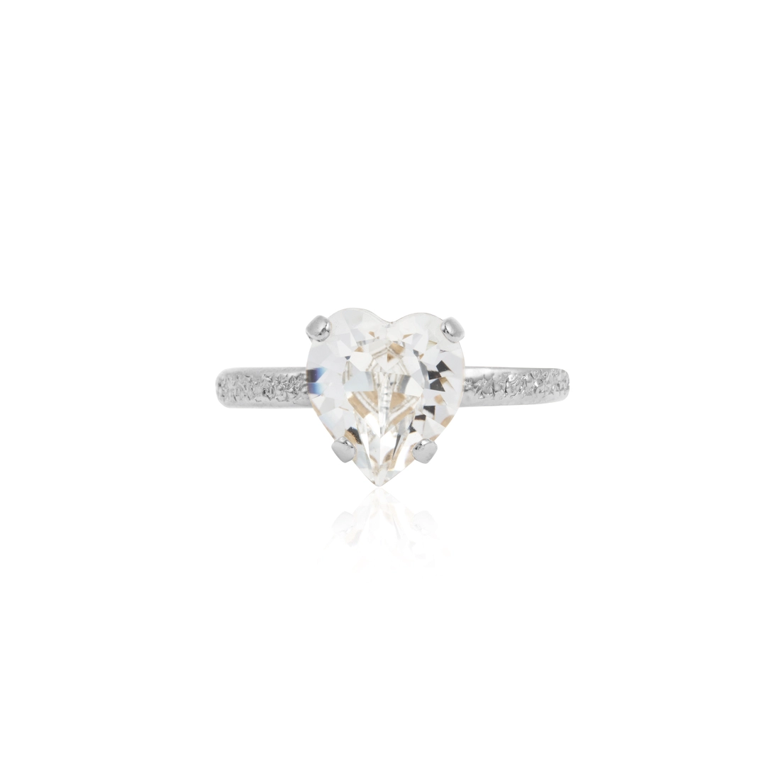 Caroline Svedbom - Heart Ring Rhodium Crystal
