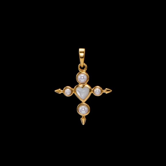 Charmed Empress Gold-Charm aus 18-karätig vergoldetem Silber mit Süßwasserperle und Perlmutt