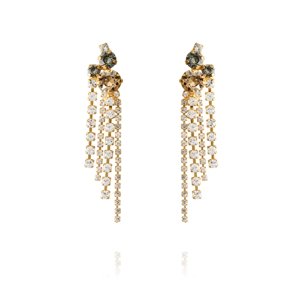 Amy Earrings i guldpläterad mässing med svarta Swarovski-kristaller