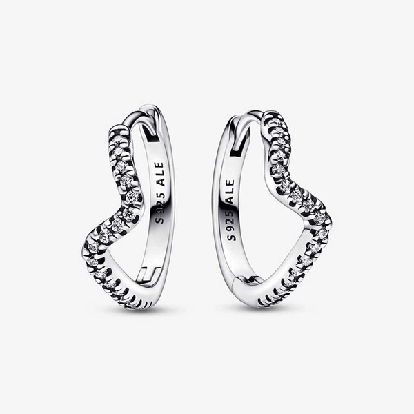 Sparkling Wave Hoop Earrings - PANDORA - Suuri valikoima & ilmainen lahjapaketointi - Nordicspectra.fi