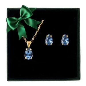 Sofistikerat presentset med justerbar guldpläterad kedja och mörkblå Swarovski® kristaller