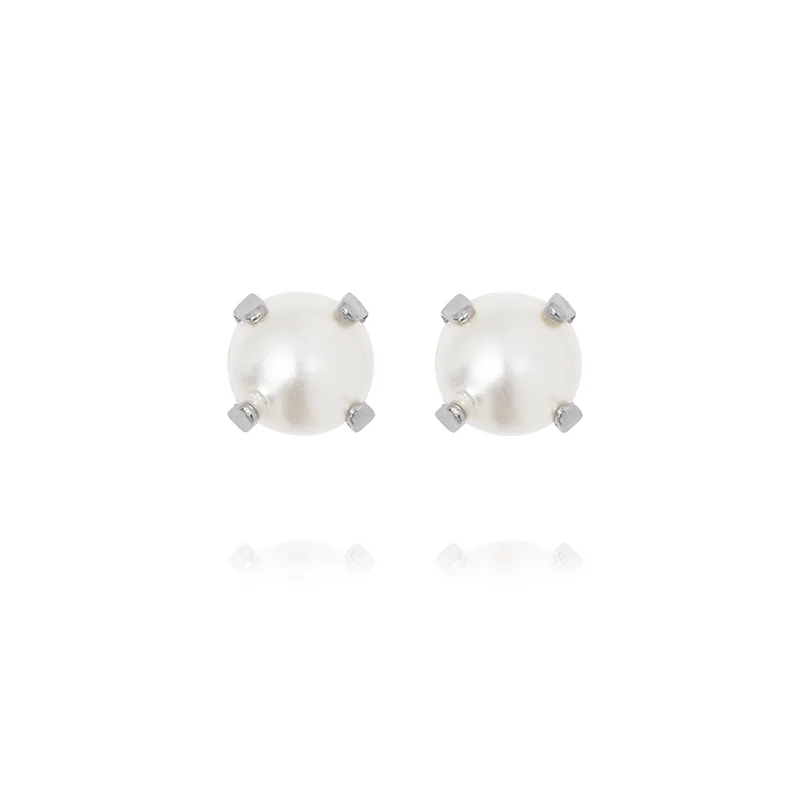 Caroline Svedbom - Mini Stud Earrings Rhodium Pearl