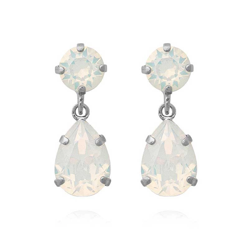 Caroline Svedbom - Mini Drop Earrings Rhodium White Opal