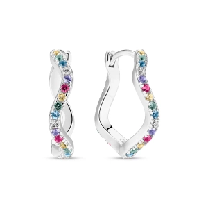 Ellera Waves Grande Örhängen Mix i silver med Cubic Zirconia-stenar från Sif Jakobs