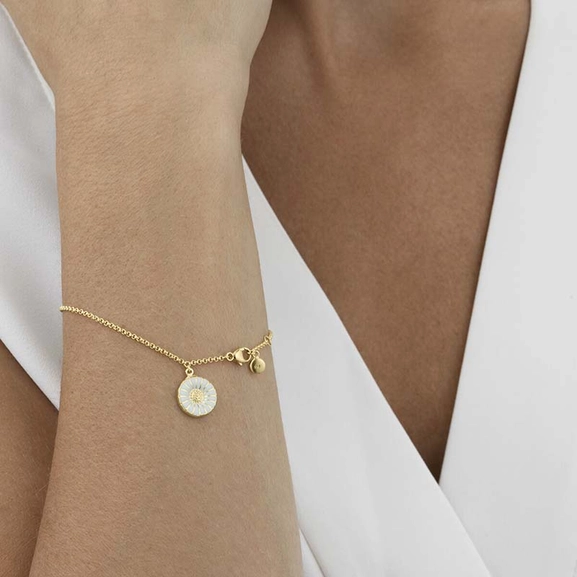 Daisy Bettelarmband Gold Mit Weiße Emaille von Georg Jensen, Schneller Versand - Nordicspectra.de