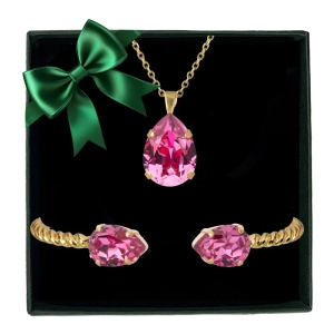 Presentset med justerbart halsband och armband i guldpläterad mässing