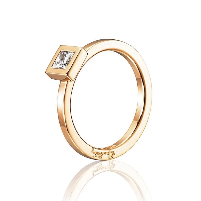 Efva Attling - Princess Wedding Thin Ring 0.30 ct Gold