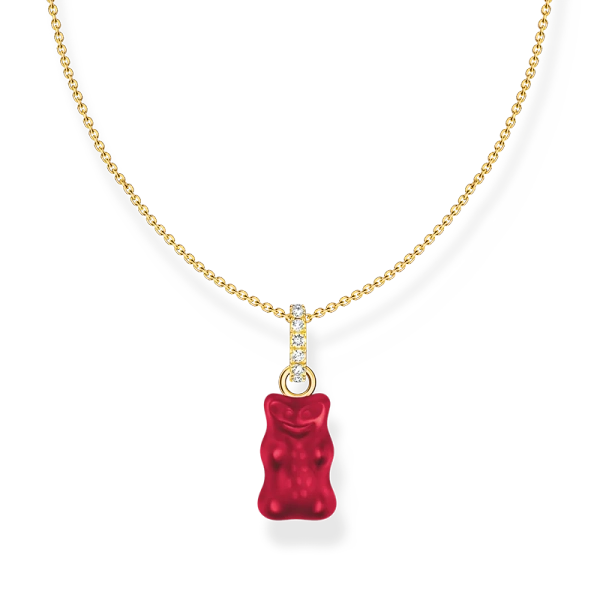 Kette mit rotem Goldbären-Anhänger und Steinen vergoldet - Thomas Sabo - Nordic Spectra