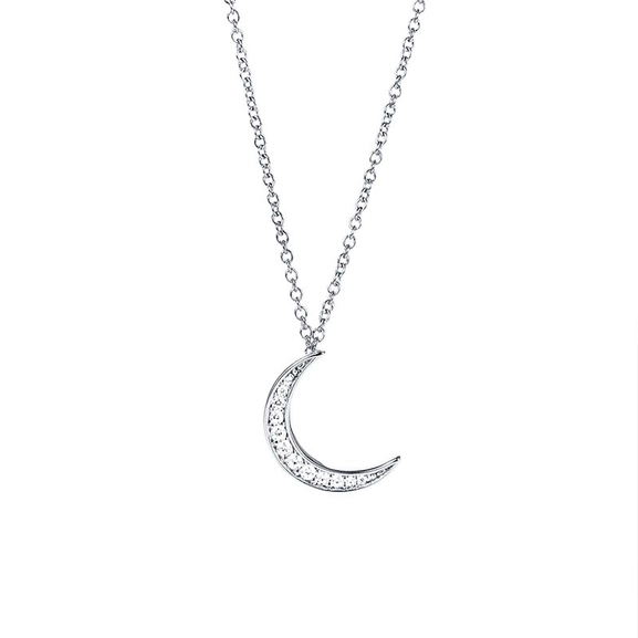 Pencez Moon & Stars Necklace White Gold - Efva Attling - Skandinaviska Designsmycken - Nordic Spectra