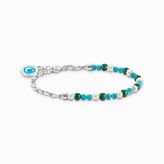 Member Charm-Armband mit weißen Perlen