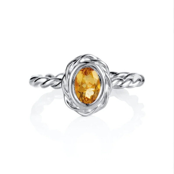 Wrapped Colour Ring - Citrine White Gold i 18K vitguld med oval citrin