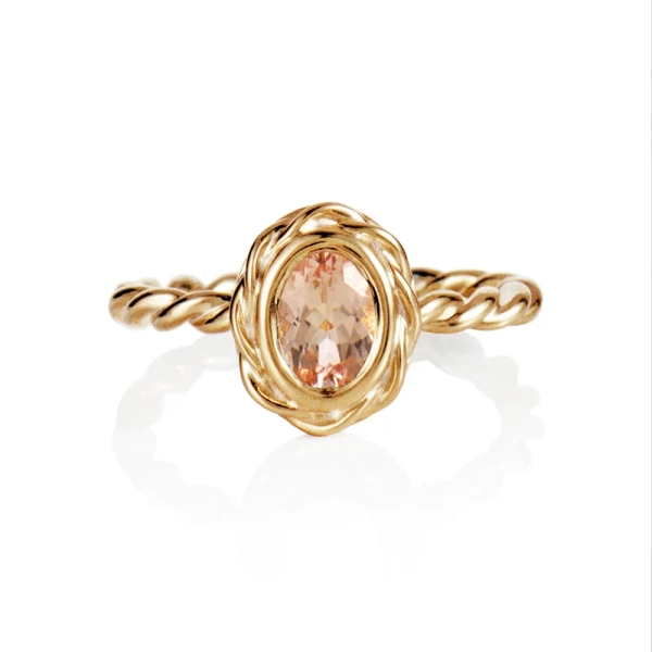 Wrapped Colour Ring - Morganite Gold i 18K guld med oval rosa morganit